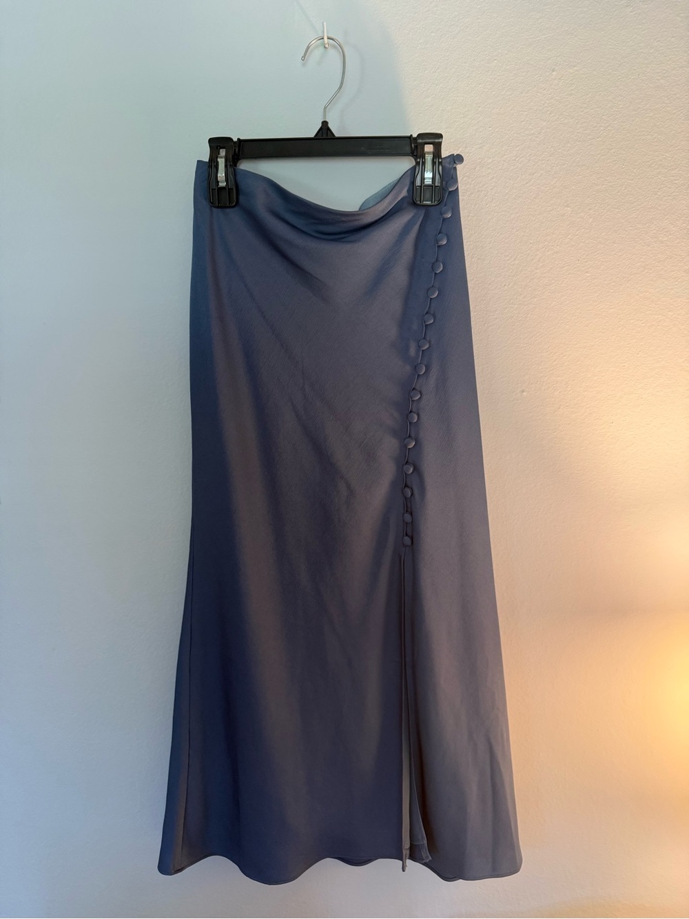 Veronica Beard Slate Blue Button-Trim Midi Skirt